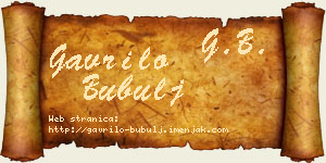 Gavrilo Bubulj vizit kartica